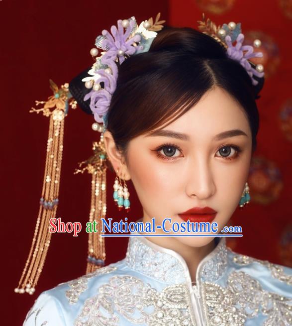 Top Grade Chinese Ancient Bride Hairpins Hair Combs Traditional Hair Accessories Headdress for Women