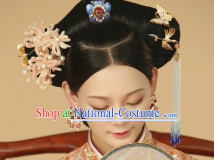 Top Grade Chinese Ancient Palace Queen Velvet Hairpins Traditional Hair Accessories Headdress for Women