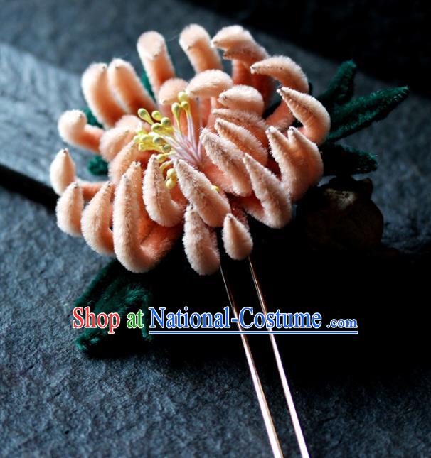 Chinese Ancient Palace Orange Chrysanthemum Hairpins Traditional Wedding Hair Accessories for Women