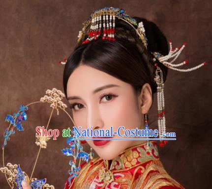 Chinese Ancient Palace Beads Phoenix Hairpins Traditional Hair Accessories Headdress for Women