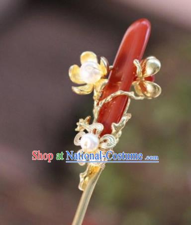 Top Grade Chinese Ancient Bride Agate Hairpins Traditional Hair Accessories Headdress for Women