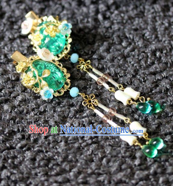 Handmade Chinese Ancient Green Grass Hair Claws Traditional Hair Accessories Headdress for Women