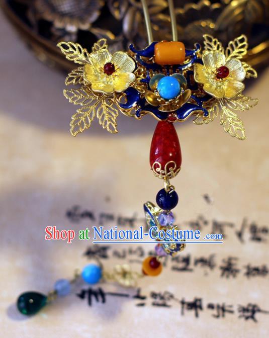 Handmade Chinese Ancient Palace Tassel Hairpins Traditional Hair Accessories Headdress for Women