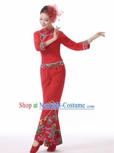 Traditional Chinese Spring Festival Folk Dance Red Clothing Yangko Dance Costume for Women