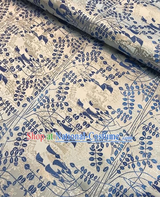 Asian Chinese Royal Pattern White Brocade Fabric Traditional Silk Fabric Tang Suit Material