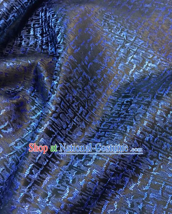 Asian Chinese Royal Pattern Blue Brocade Fabric Traditional Silk Fabric Tang Suit Material