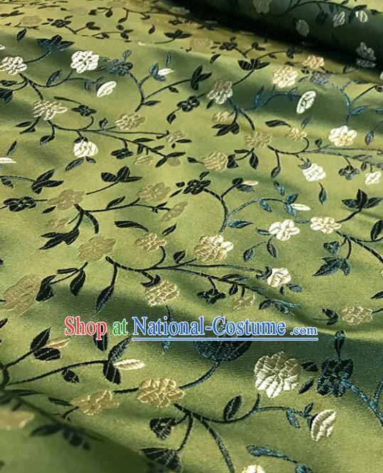 Asian Chinese Royal Wheat Flowers Pattern Green Brocade Fabric Traditional Silk Fabric Tang Suit Material