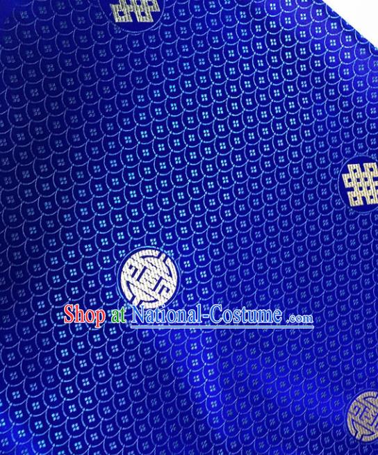 Asian Chinese Royal Scale Pattern Royalblue Brocade Fabric Traditional Silk Fabric Tang Suit Material