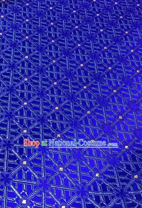 Asian Chinese Royal Rhombus Phoenix Pattern Royalblue Brocade Fabric Traditional Silk Fabric Tang Suit Material