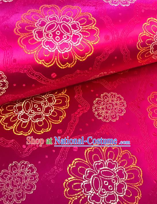 Asian Chinese Royal Flowers Pattern Rosy Brocade Fabric Traditional Silk Fabric Tang Suit Material