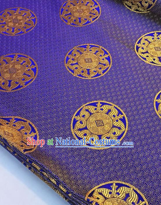 Asian Chinese Royal Scale Pattern Purple Brocade Fabric Traditional Silk Fabric Tang Suit Material