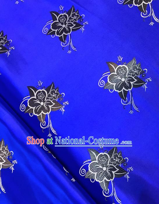 Asian Chinese Royal Pentas Pattern Royalblue Brocade Fabric Traditional Silk Fabric Tang Suit Material