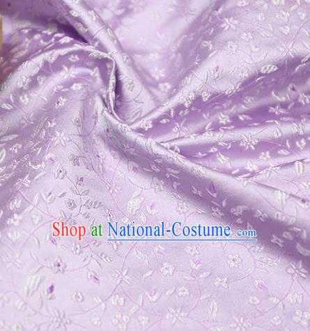 Asian Chinese Royal Wheat Flowers Pattern Light Purple Brocade Fabric Traditional Silk Fabric Tang Suit Material