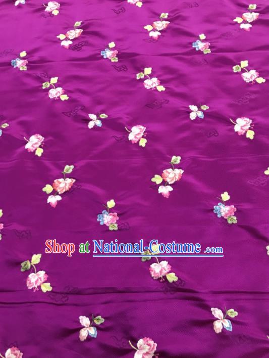 Asian Chinese Embroidered Begonia Flower Pattern Purple Brocade Fabric Traditional Cheongsam Silk Fabric Material