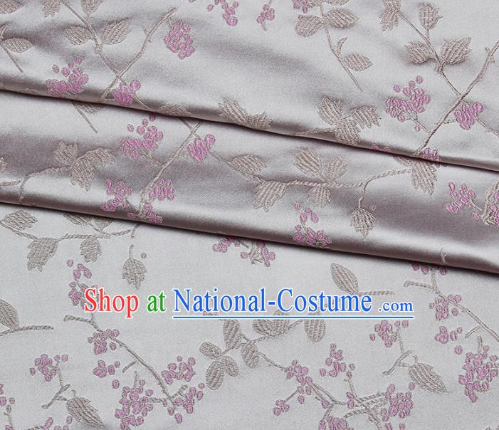 Asian Chinese Royal Wisteria Flowers Pattern Grey Brocade Fabric Traditional Silk Fabric Kimono Material