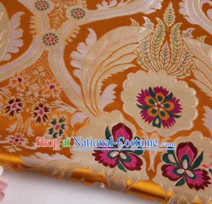 Asian Chinese Traditional Pattern Golden Nanjing Brocade Fabric Tang Suit Silk Material