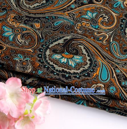 Asian Chinese Traditional Peacock Tail Pattern Black Nanjing Brocade Fabric Tang Suit Silk Material