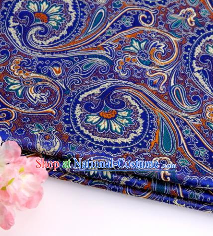 Asian Chinese Traditional Peacock Tail Pattern Royalblue Nanjing Brocade Fabric Tang Suit Silk Material