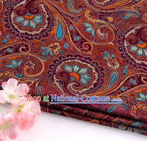 Asian Chinese Traditional Peacock Tail Pattern Purple Nanjing Brocade Fabric Tang Suit Silk Material