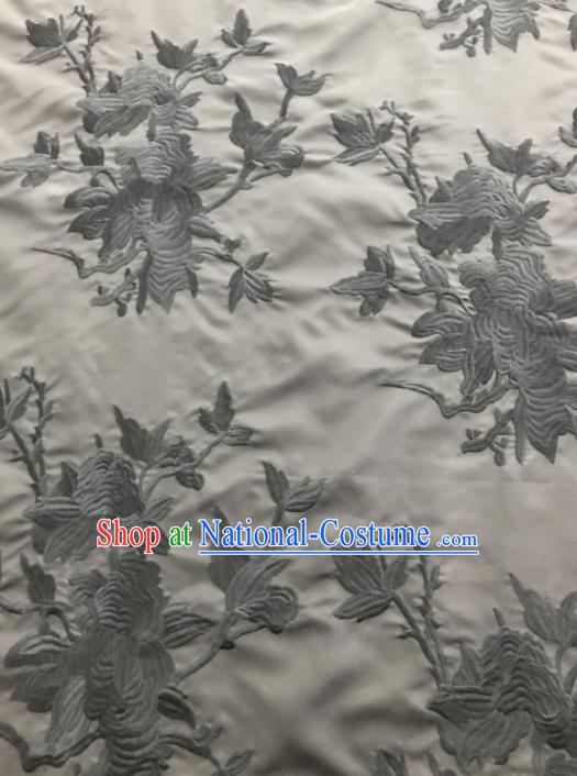 Asian Chinese Suzhou Embroidered Pattern White Silk Fabric Material Traditional Cheongsam Brocade Fabric