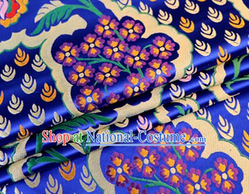 Asian Chinese Traditional Royalblue Nanjing Brocade Fabric Tang Suit Royal Pattern Silk Fabric Material