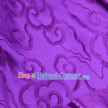 Asian Chinese Traditional Royal Auspicious Clouds Pattern Purple Brocade Fabric Tang Suit Silk Fabric Material