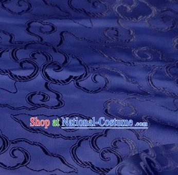 Asian Chinese Traditional Royal Auspicious Clouds Pattern Navy Brocade Fabric Tang Suit Silk Fabric Material