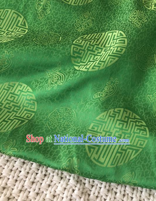 Asian Chinese Classical Design Pattern Green Brocade Traditional Cheongsam Satin Fabric Tang Suit Silk Material