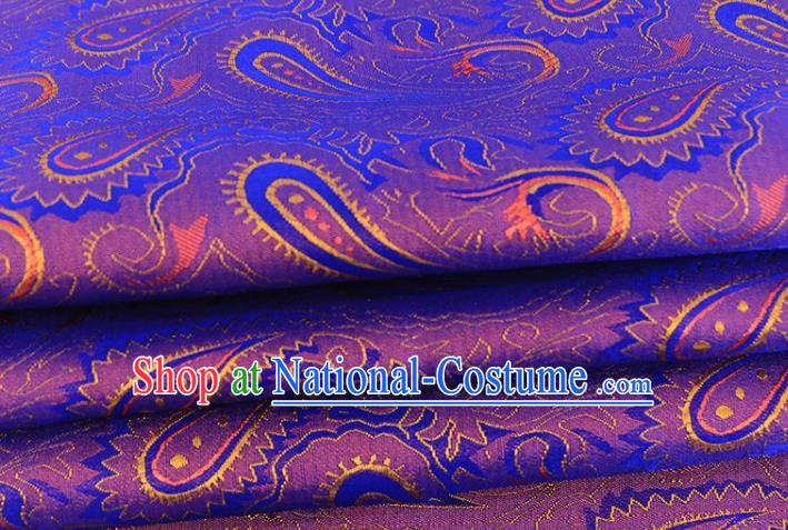 Asian Chinese Classical Peacock Pattern Purple Brocade Traditional Tibetan Robe Satin Fabric Silk Material