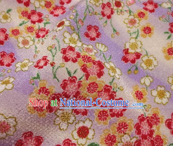 Asian Traditional Classical Sakura Pattern Violet Brocade Tapestry Satin Fabric Japanese Kimono Silk Material