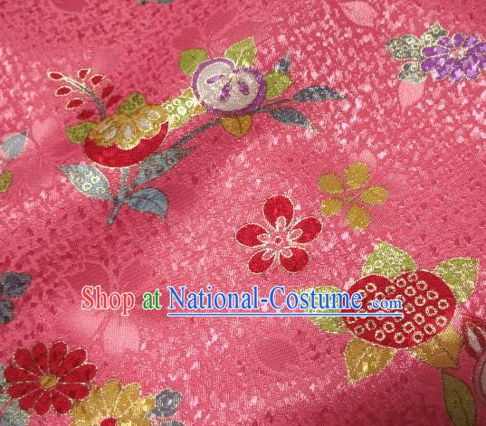 Asian Traditional Kimono Classical Oranger Blossom Pattern Pink Damask Brocade Fabric Japanese Kyoto Tapestry Satin Silk Material