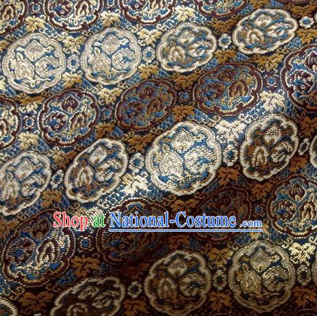 Asian Traditional Baldachin Classical Pattern Black Brocade Fabric Japanese Kimono Tapestry Satin Silk Material