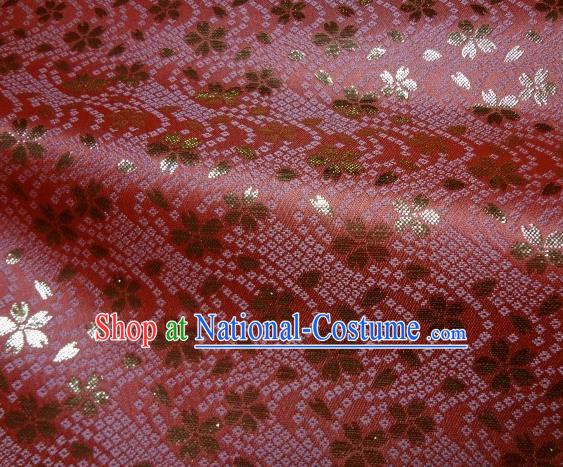 Asian Traditional Baldachin Classical Sakura Pattern Rosy Brocade Fabric Japanese Kimono Tapestry Satin Silk Material