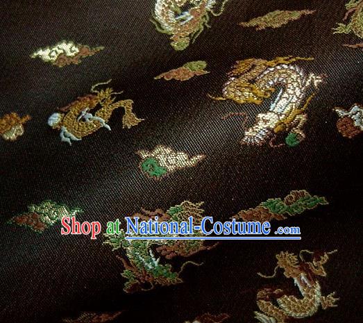 Asian Traditional Baldachin Classical Dragon Pattern Black Brocade Fabric Japanese Kimono Tapestry Satin Silk Material