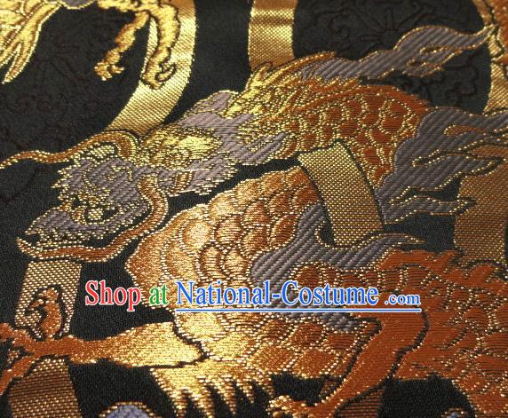 Asian Traditional Baldachin Classical Golden Dragon Pattern Brocade Fabric Japanese Kimono Tapestry Satin Silk Material