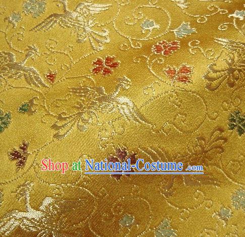 Asian Traditional Baldachin Classical Phoenix Pattern Golden Brocade Fabric Japanese Kimono Tapestry Satin Silk Material