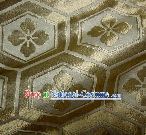 Asian Traditional Kyoto Kimono Classical Tortoise Shell Pattern Golden Damask Brocade Fabric Japanese Tapestry Satin Silk Material