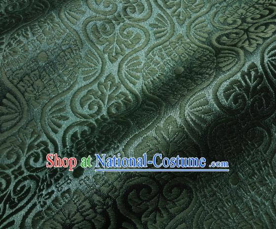 Asian Traditional Kyoto Kimono Brocade Classical Pattern Atrovirens Damask Fabric Japanese Tapestry Satin Silk Material