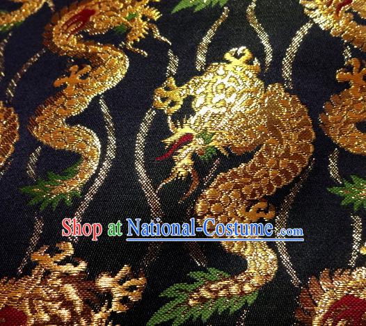 Asian Traditional Baldachin Classical Golden Dragons Pattern Brocade Fabric Japanese Kimono Tapestry Satin Silk Material