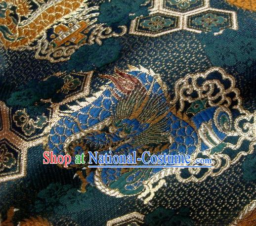 Asian Traditional Baldachin Classical Dragon Pattern Atrovirens Brocade Fabric Japanese Kimono Tapestry Satin Silk Material