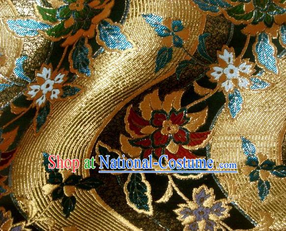 Asian Japanese Traditional Brocade Classical Hothouse Flower Pattern Baldachin Fabric Kimono Tapestry Satin Silk Material