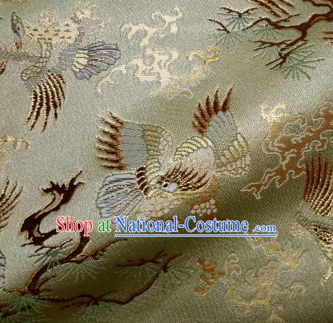 Asian Traditional Japanese Kimono Classical Eagle Pattern Green Tapestry Satin Brocade Fabric Baldachin Silk Material