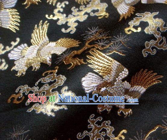 Asian Traditional Japanese Kimono Classical Eagle Pattern Black Tapestry Satin Brocade Fabric Baldachin Silk Material