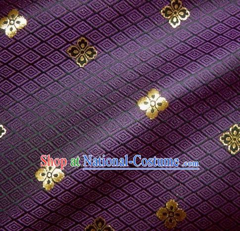 Asian Traditional Japanese Kimono Classical Flowers Pattern Purple Brocade Tapestry Satin Fabric Baldachin Silk Material