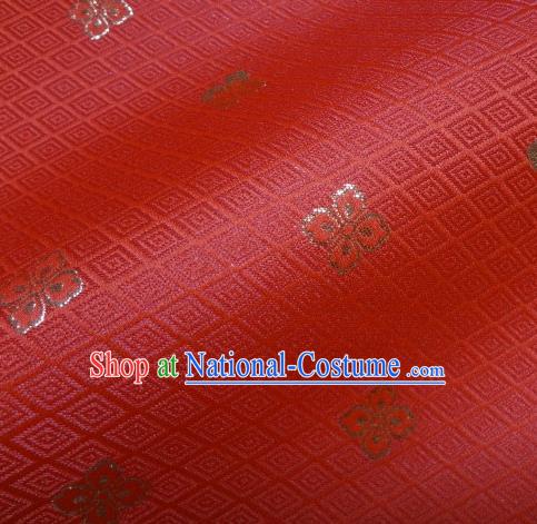 Asian Traditional Japanese Kimono Classical Flowers Pattern Red Brocade Tapestry Satin Fabric Baldachin Silk Material