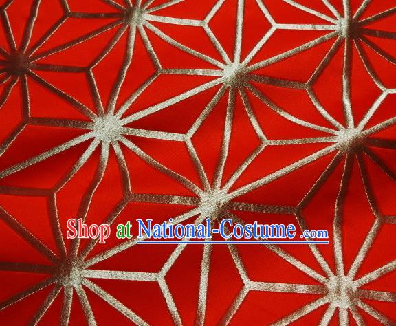 Asian Japanese Traditional Red Brocade Classical Pattern Baldachin Fabric Kimono Tapestry Satin Silk Material