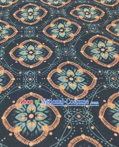 Asian Traditional Navy Watered Gauze Fabric Classical Pattern Brocade Satin Silk Material