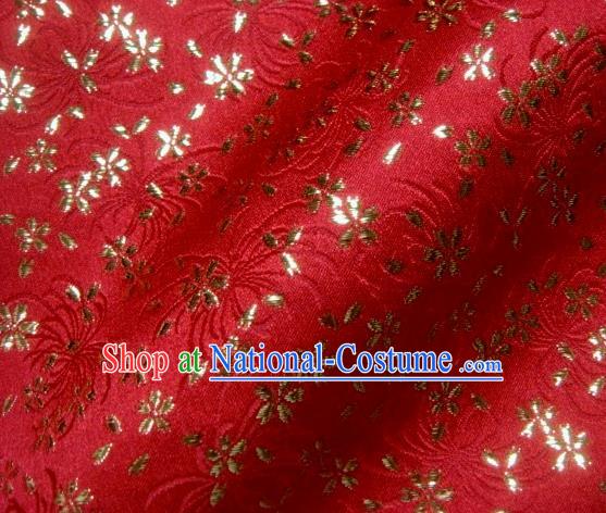 Asian Japanese Traditional Kimono Tapestry Satin Classical Chrysanthemum Pattern Red Brocade Fabric Baldachin Silk Material