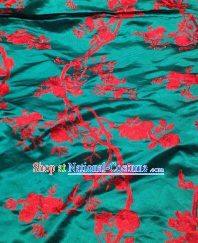 Asian Traditional Fabric Classical Pattern Green Watered Gauze Brocade Chinese Satin Silk Material