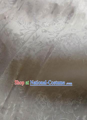 Asian Traditional Fabric Classical Embroidered Pattern White Brocade Chinese Satin Silk Material